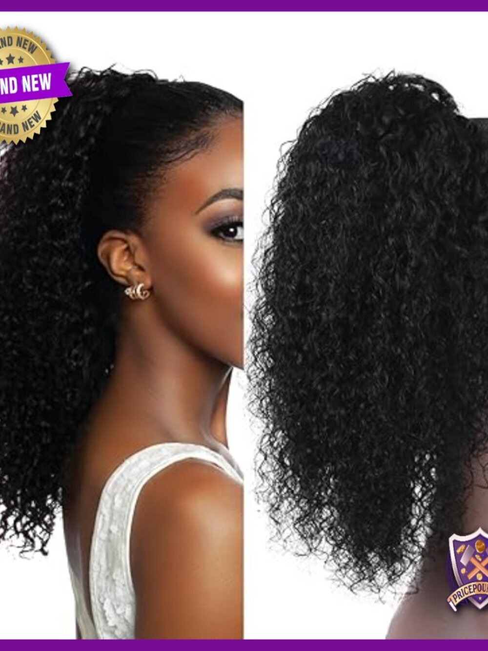Deep Curly Human Hair Drawstring Ponytail Extension for Daily Use